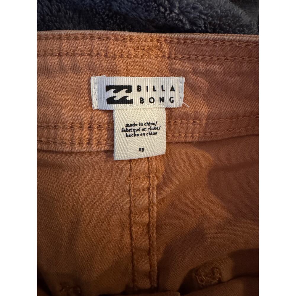 Billabong Free Fall High Rise Wide Leg Pants Toffee Rust Orange Frayed Hem - Picture 3 of 7